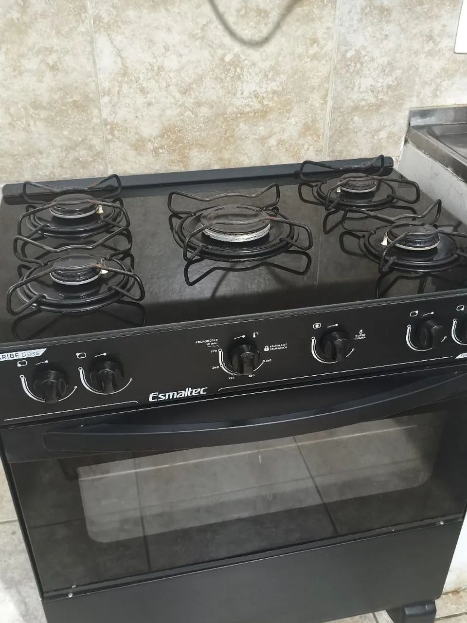 Fogão caribe glass 5 bocas Esmaltec
