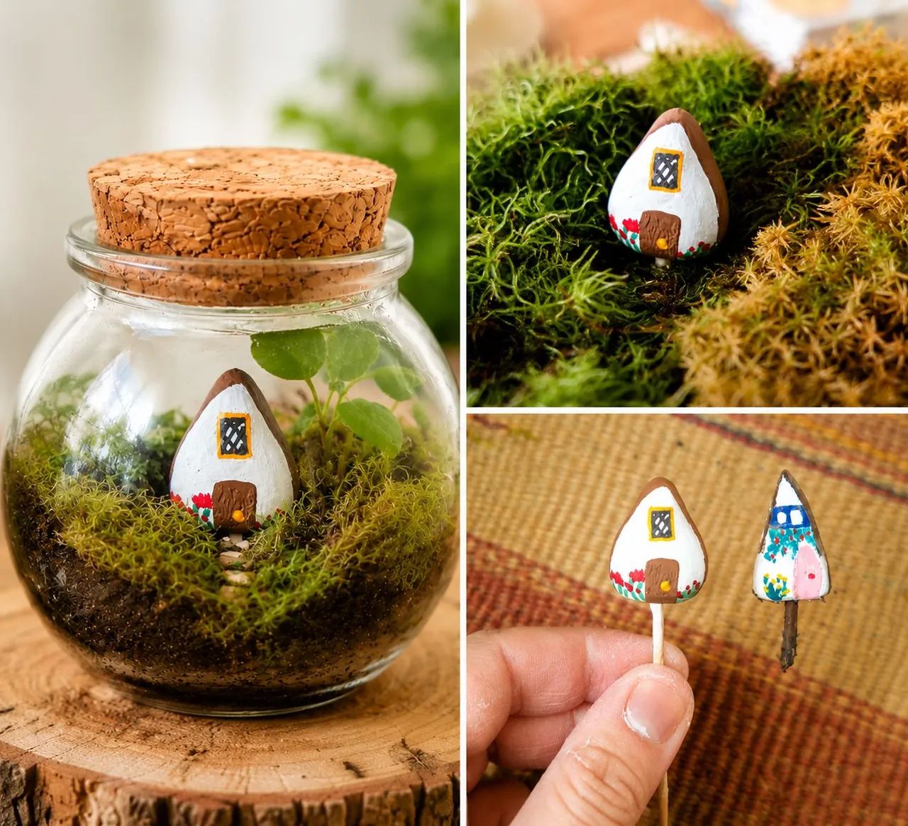 Casinha em miniatura para terrarios e jardins