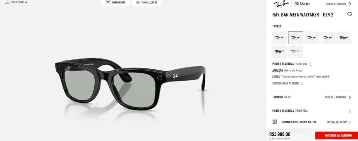 oculos rayban meta