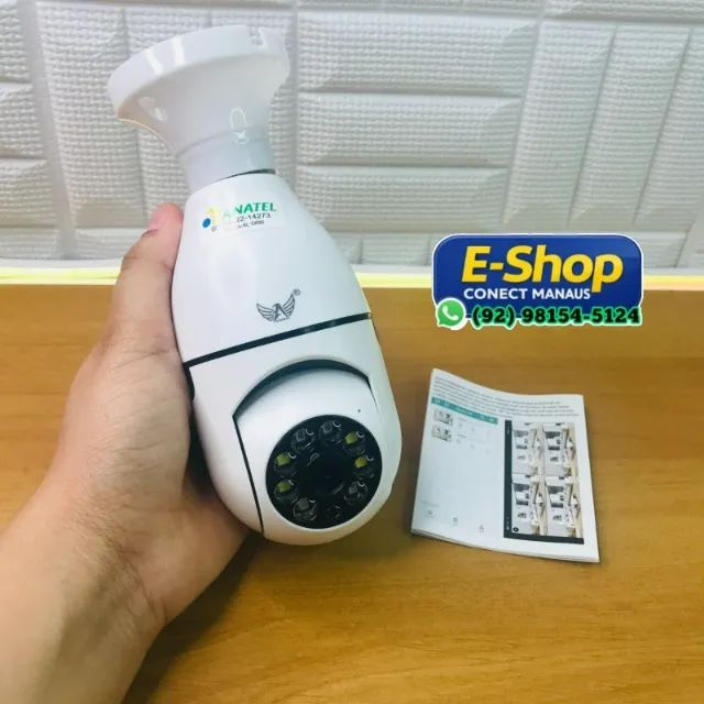 Camera Lampada Rotativa Com Sensor de Movimento e Aúdio 