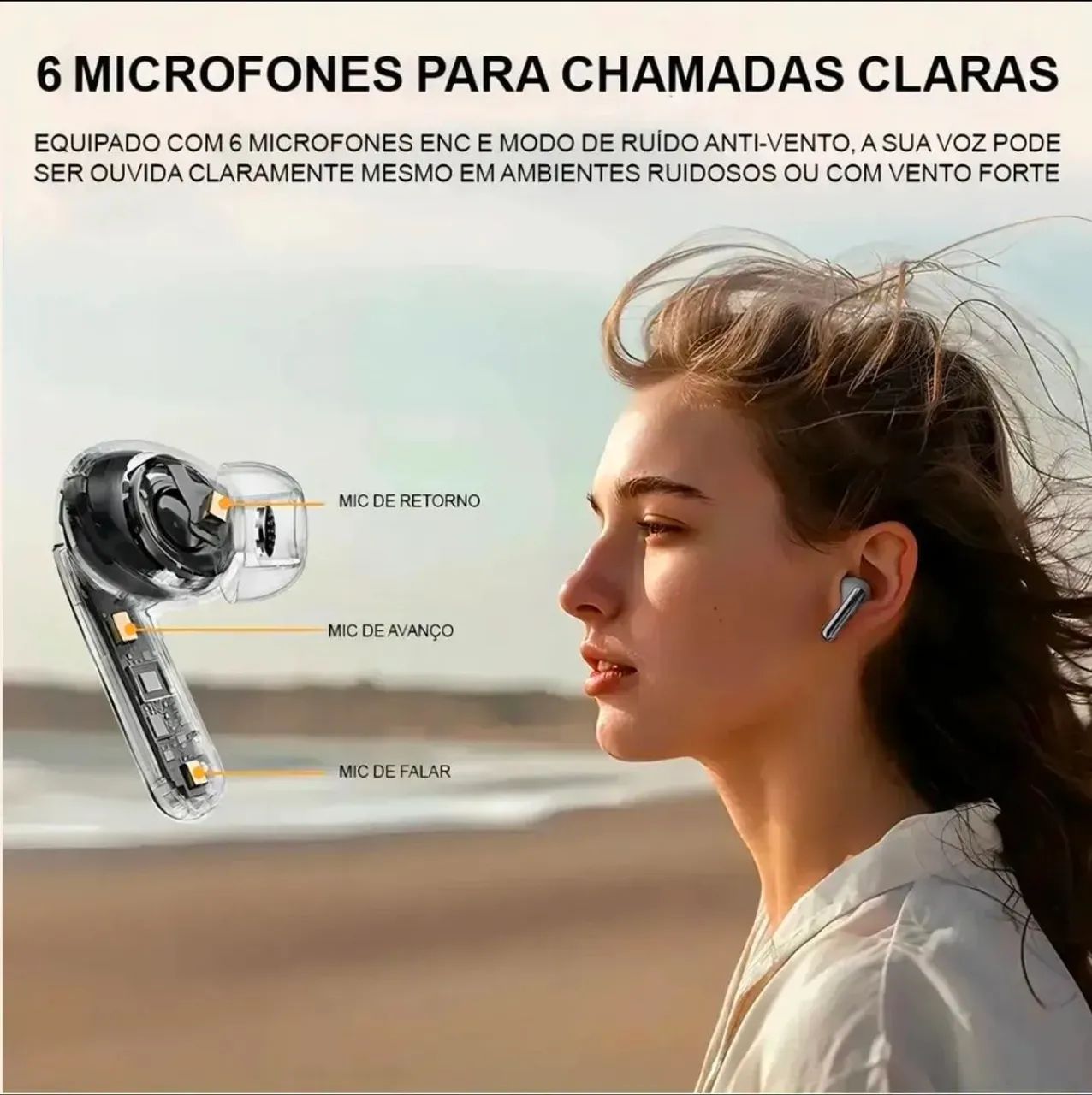 Fone Bluetooth qcy melobuds pro branco - Foto 4