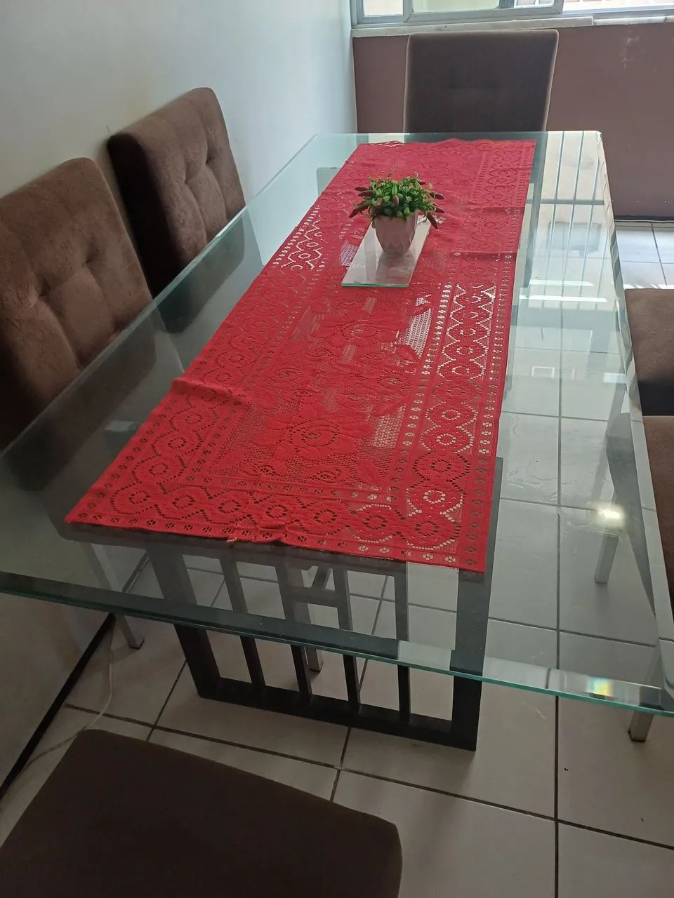 Mesa tampo de vidro