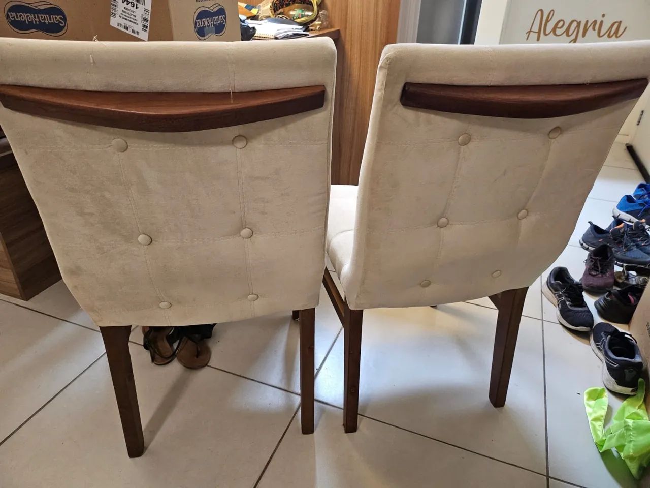 Cadeira de mesa jantar - Bege com marrom - Foto 2