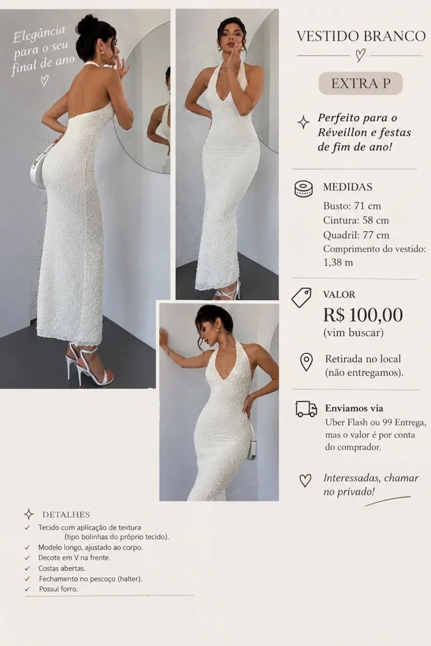 VESTIDO BRANCO ? EXTRA P