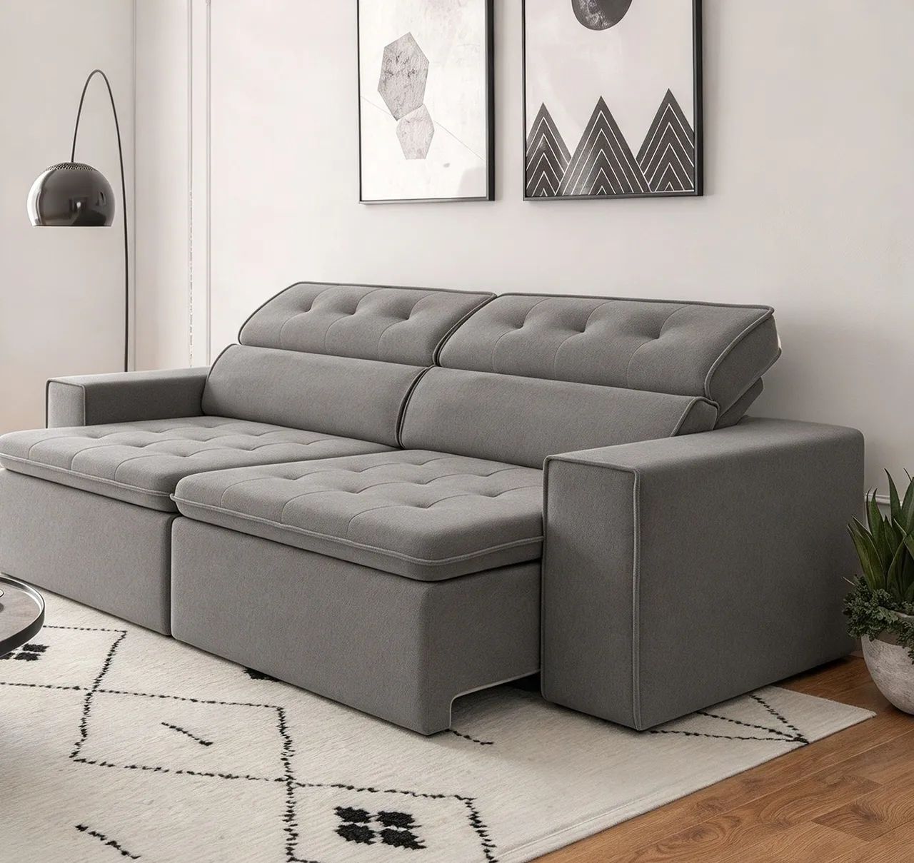 Sofá Retrátil Veludo cinza ou marrom 2,30mt Promoção  - Foto 5