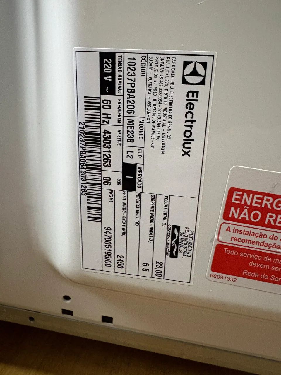 Micro-ondas Electrolux 23L Efficient (ME23B) 220V - Funcionando 100% - Foto 3