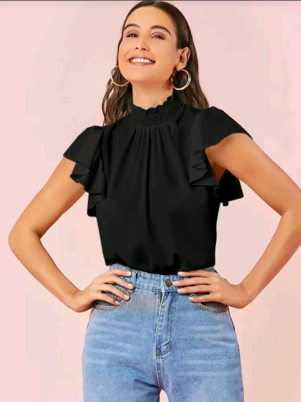 Blusa preta elegante 