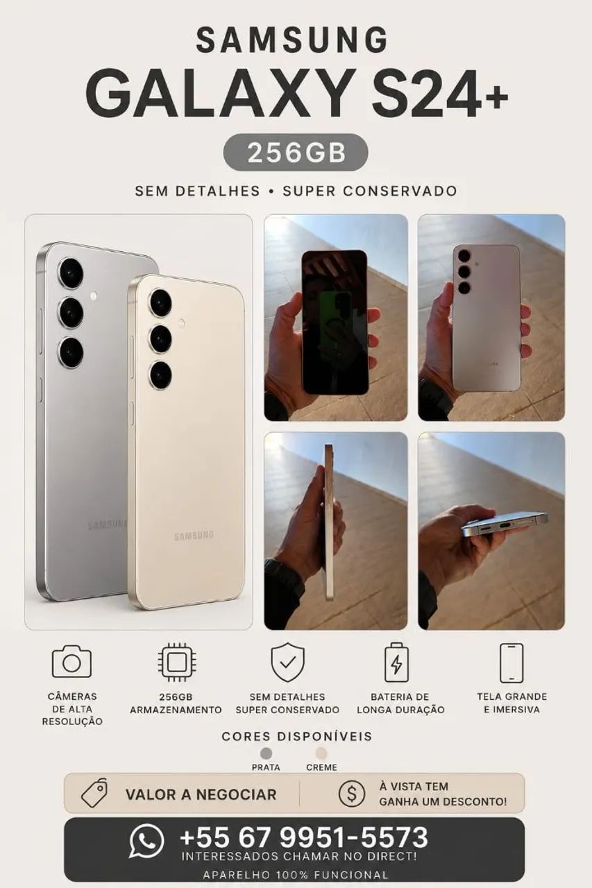 Celular Samsung galaxy S24 + 256GB Prata