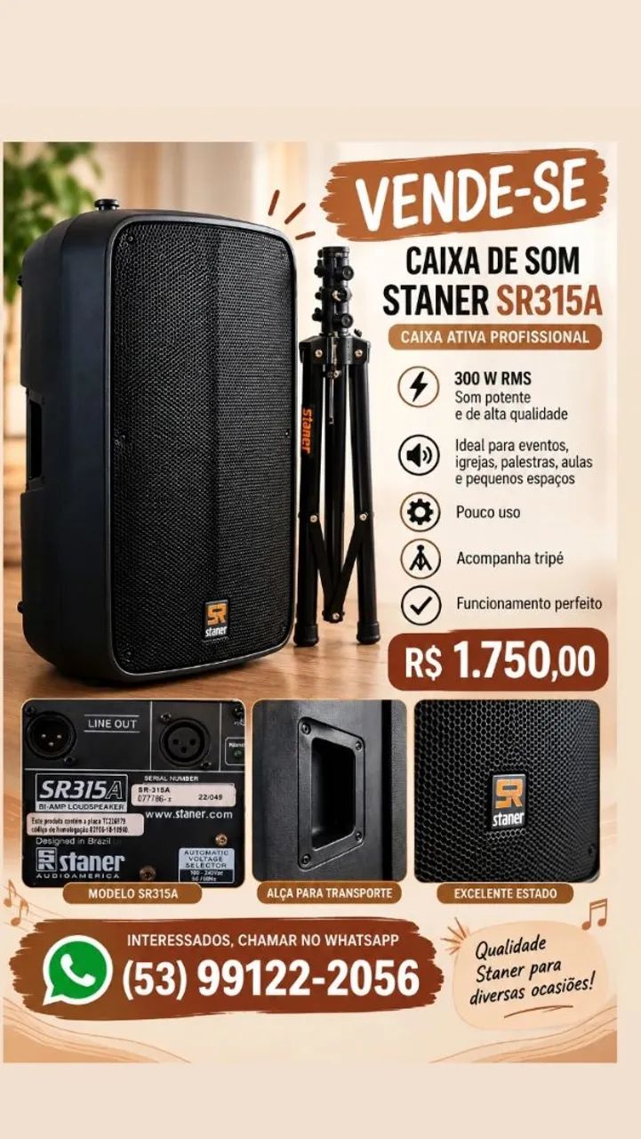 Vendo Caixa de som Staner com tripé 