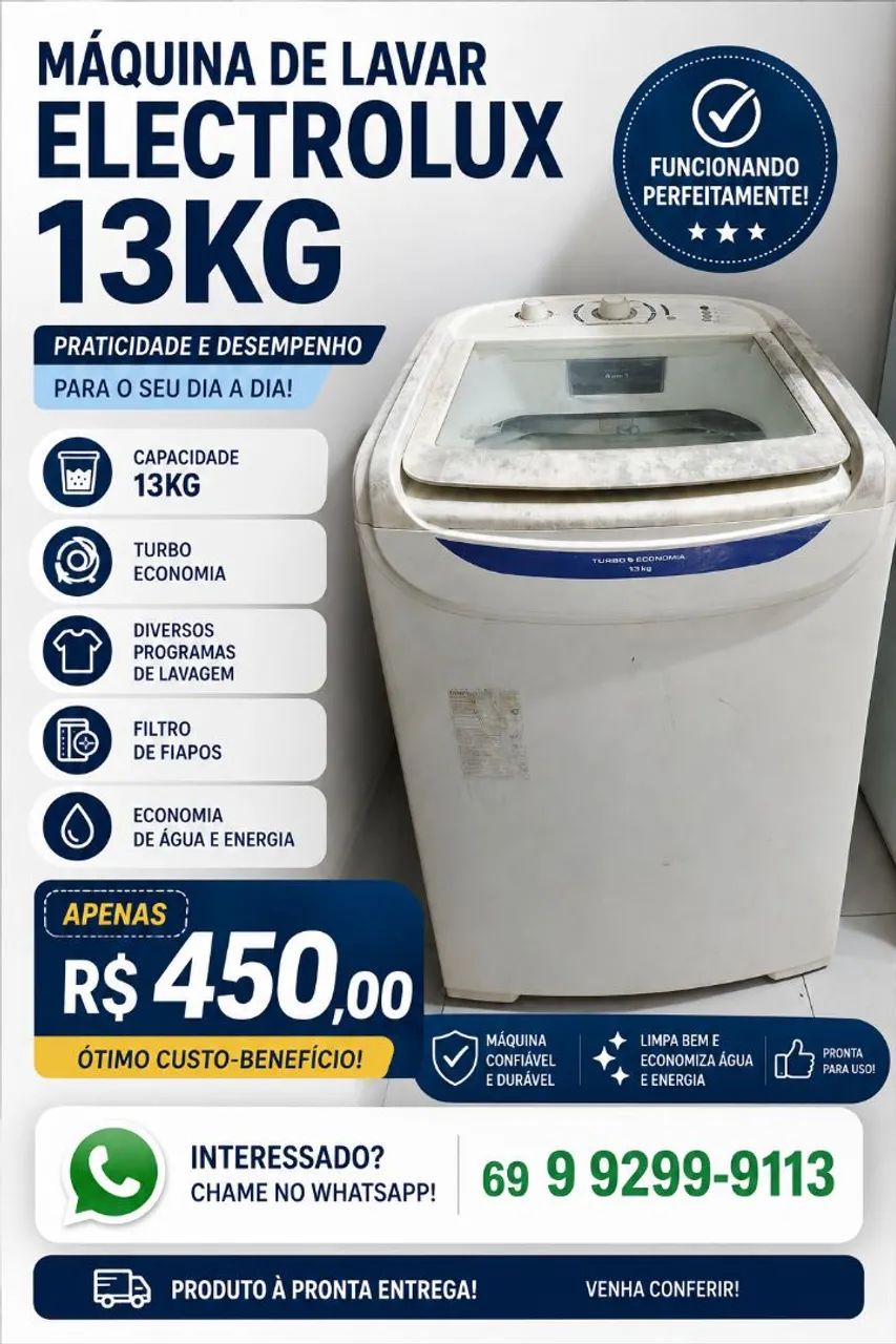 Electrolux 13kg funcionando perfeitamente 