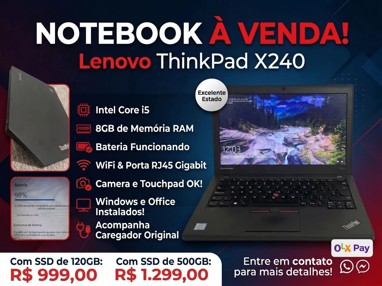 Notebook Lenovo 8GB - Intel i5 