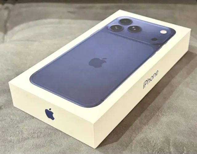 Caixa vazia do iPhone 17 Pro Max 512 GB Deep Blue Modelo A3257 / MFXM4LL/A
