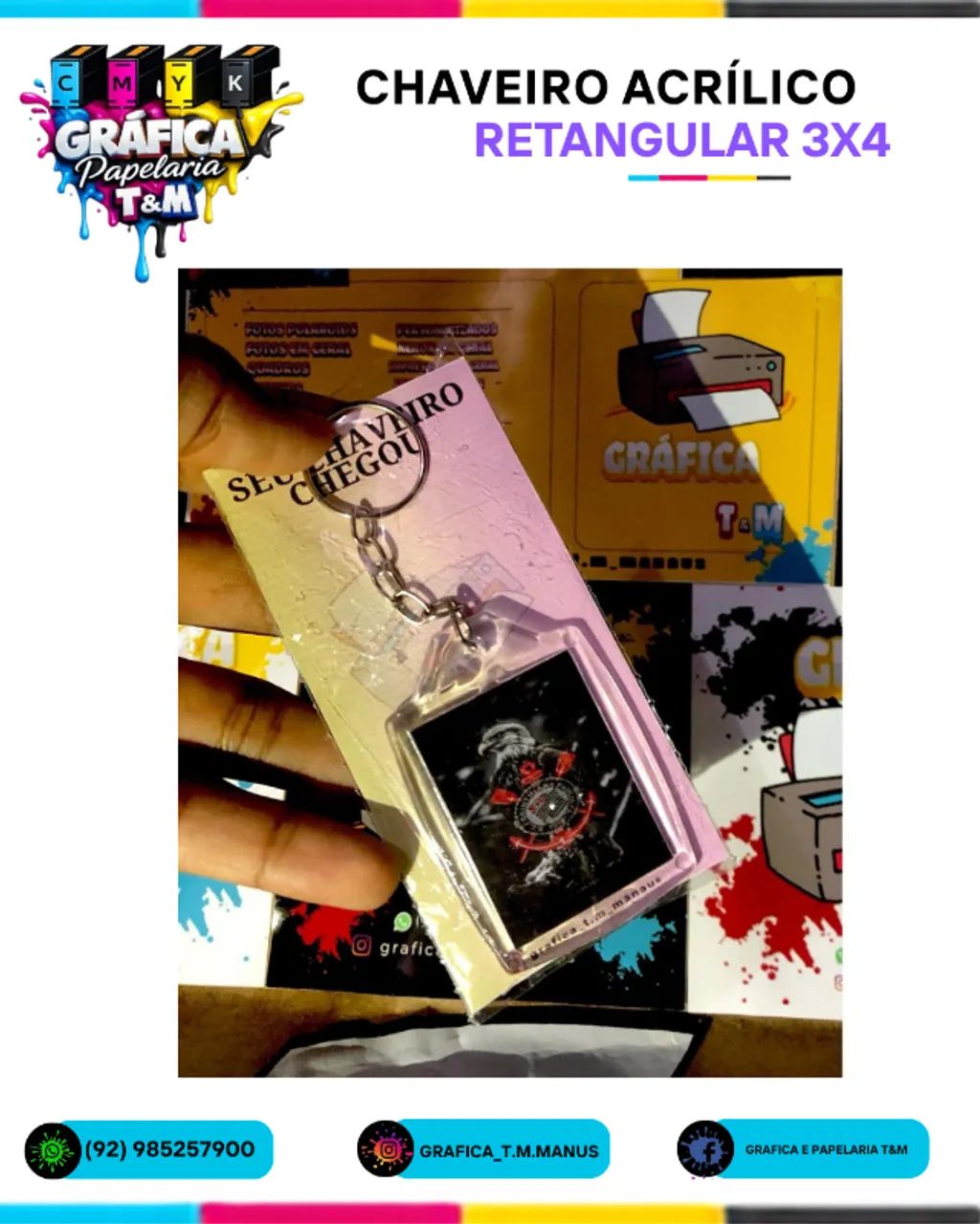 Chaveiro acrilico retangular 3x4 - Foto 3