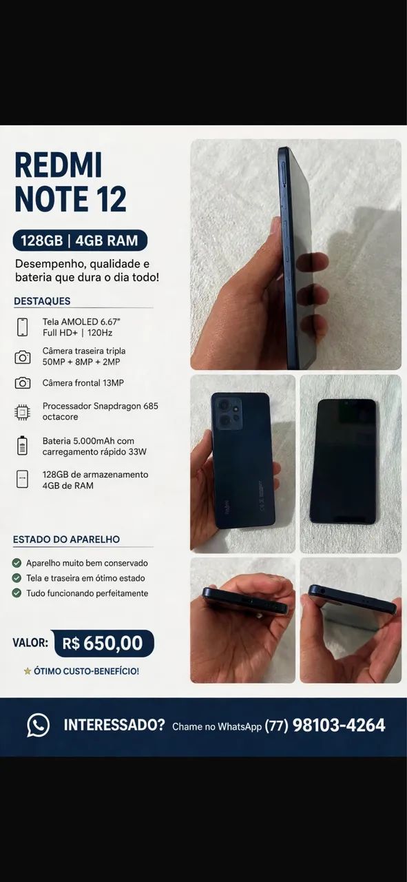 Celular Redmi note 12 128 GB azul
