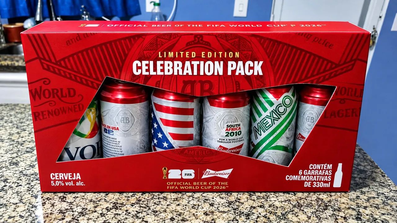 Budweiser Celebration Pack é uma edição limitada de garrafas de alumínio de 330ml