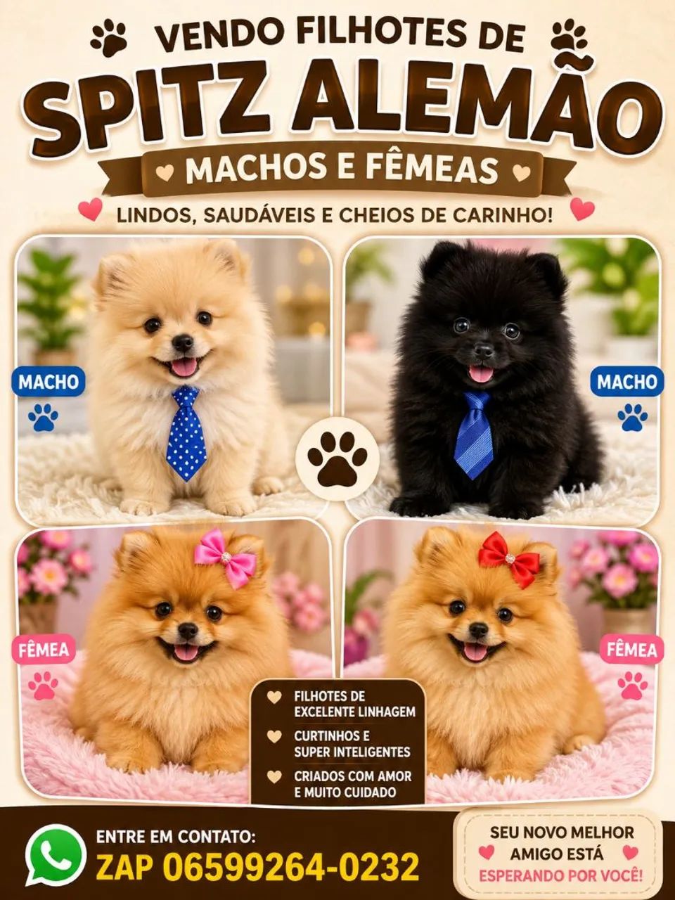 Spitz alemão machos e femeas 