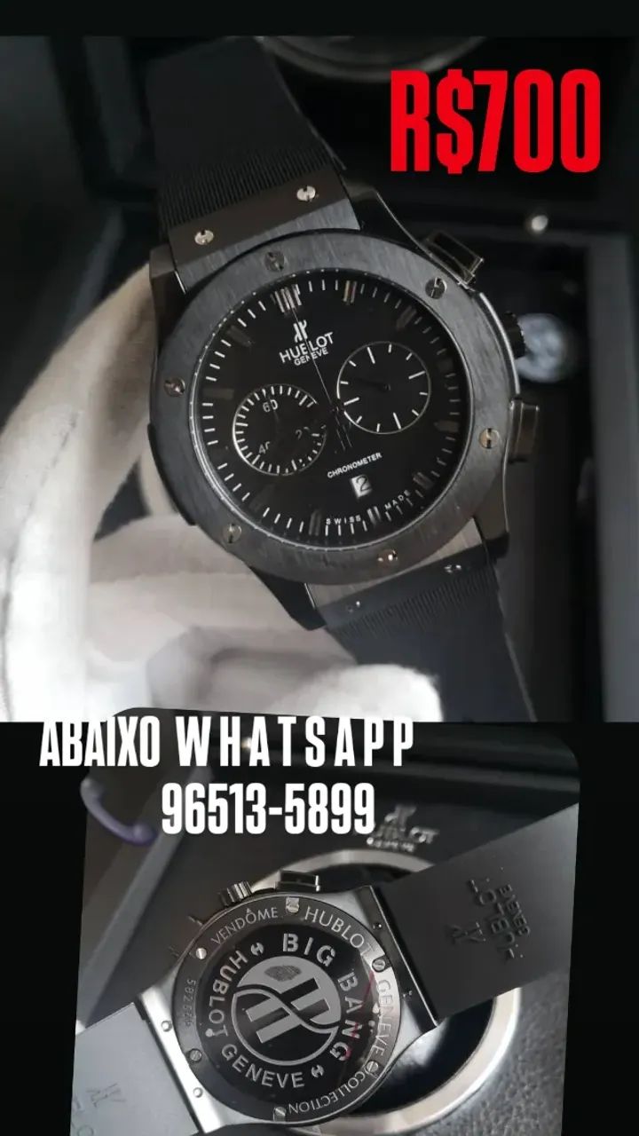 Relógio HUBLOT CHRONOMETER ALL BLACK ENTREGAMOS  - Foto 3
