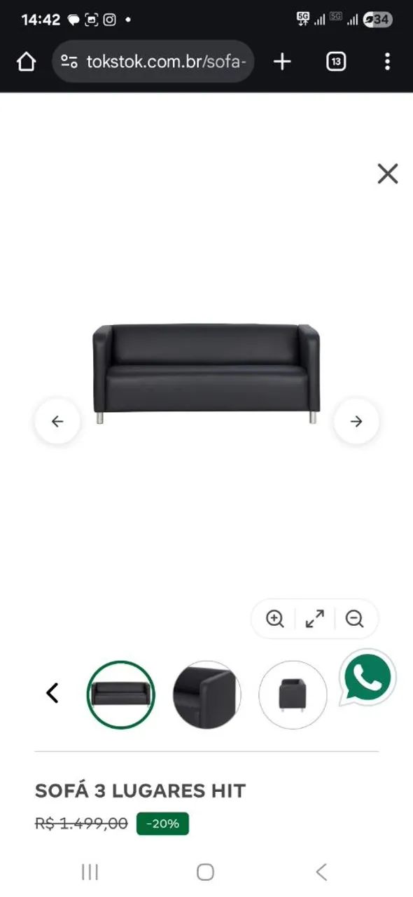 Sofá Executivo Tok Stok 3 Lugares  - Foto 2