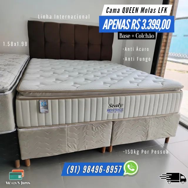 CAMA QUEEN SEALY RESISTANCE TOP DE LINHA OFERTA 