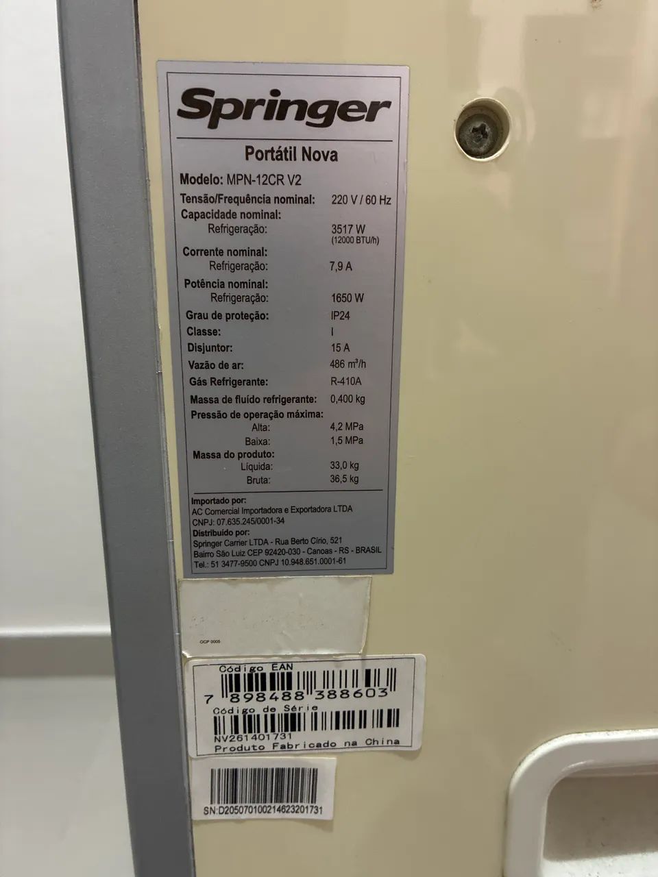 Ar Condicionado Portátil Springer 12000 Btu - Foto 2