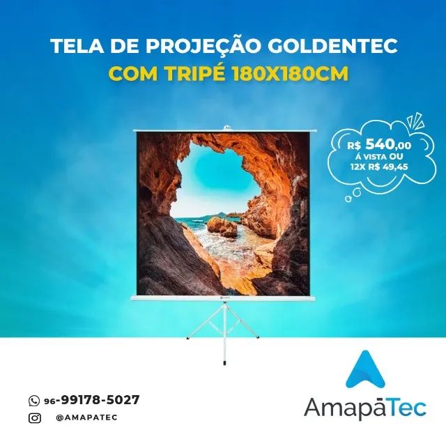 Tela de Projeção com Tripé 180x180cm