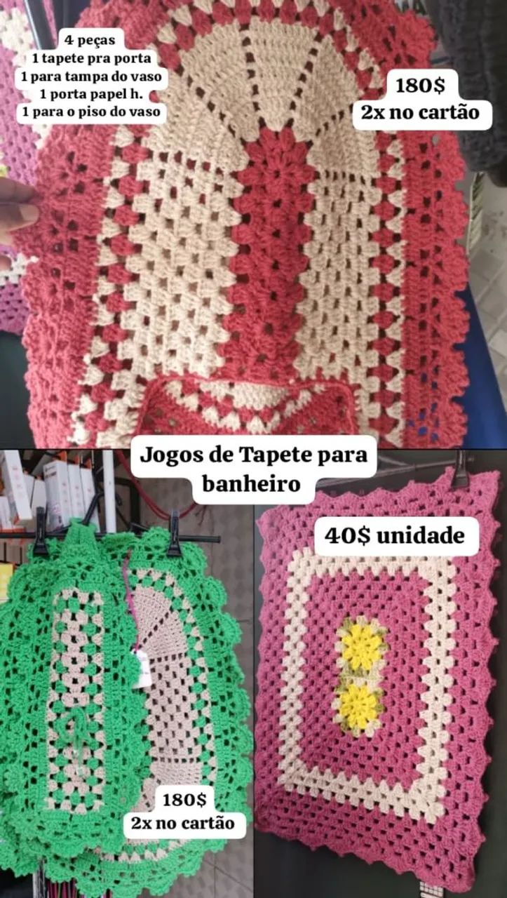 Jogo de tapete em crochê 