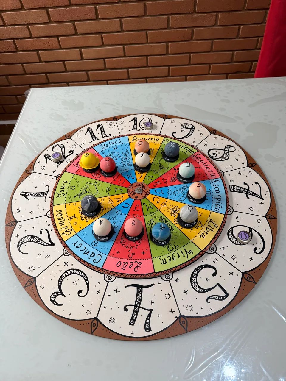 Mandala Astrológica Artesanal 60 cm Articulada com Planetas em Biscuit - Foto 4