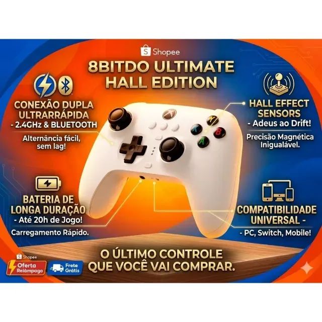 Controle 8BitDo Ultimate Hall Edition - 2.4GHz + Bluetooth - Foto 2