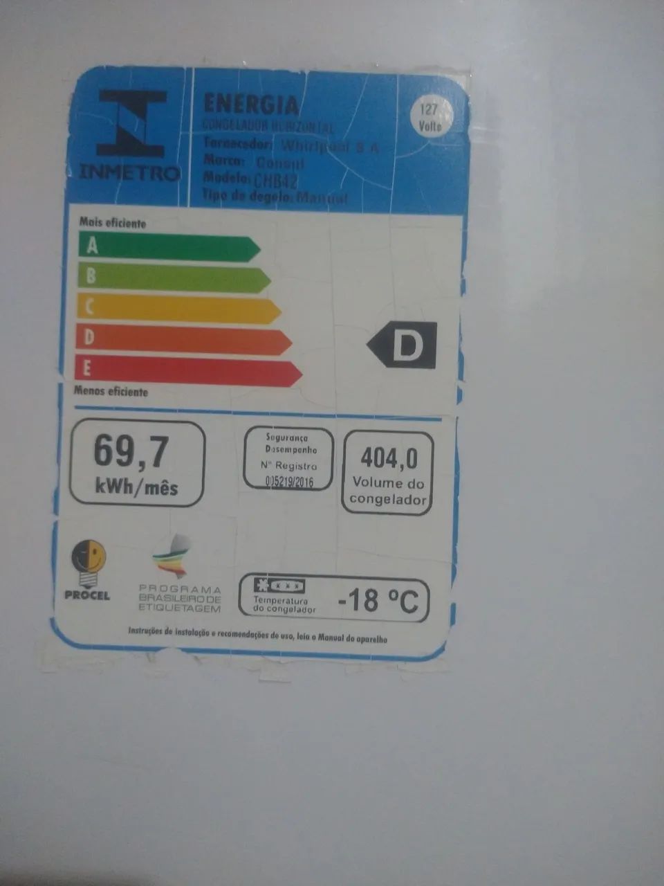 Freezer Horizontal Consul 404 litros 2 Portas Branco CHB42MB