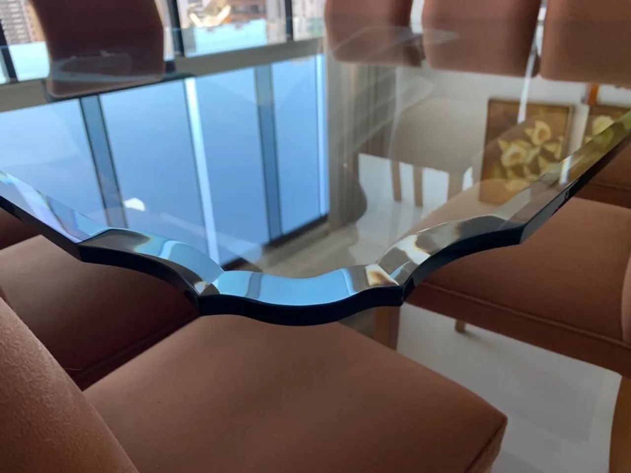 Mesa de Jantar Tampo de Vidro e Base Escultural - Foto 5