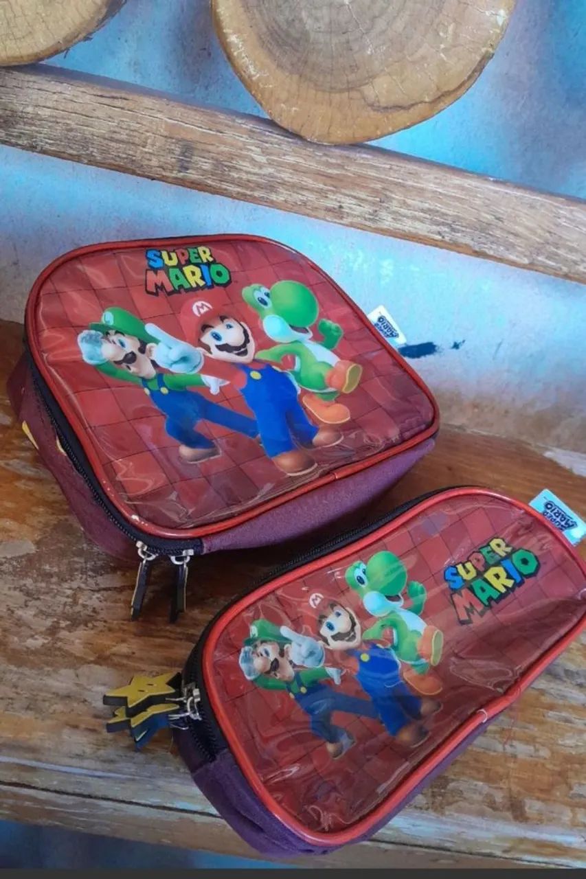 linda mochila com estojo do super mario - Foto 2