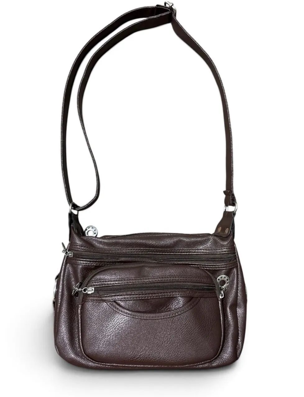 bolsa de couro marrom com bolsos 
