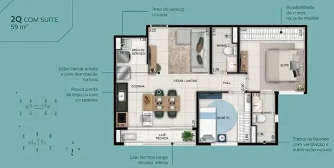 PLANTA 59m²