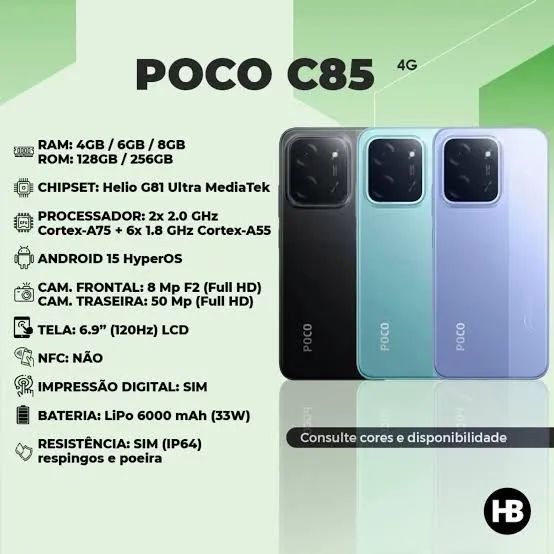 LANÇAMENTO POCO C85 256/8 RAM NFC - Foto 3