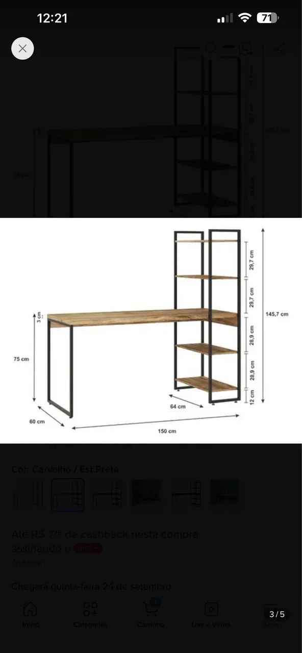 Mesa para escritório com estante - Foto 5