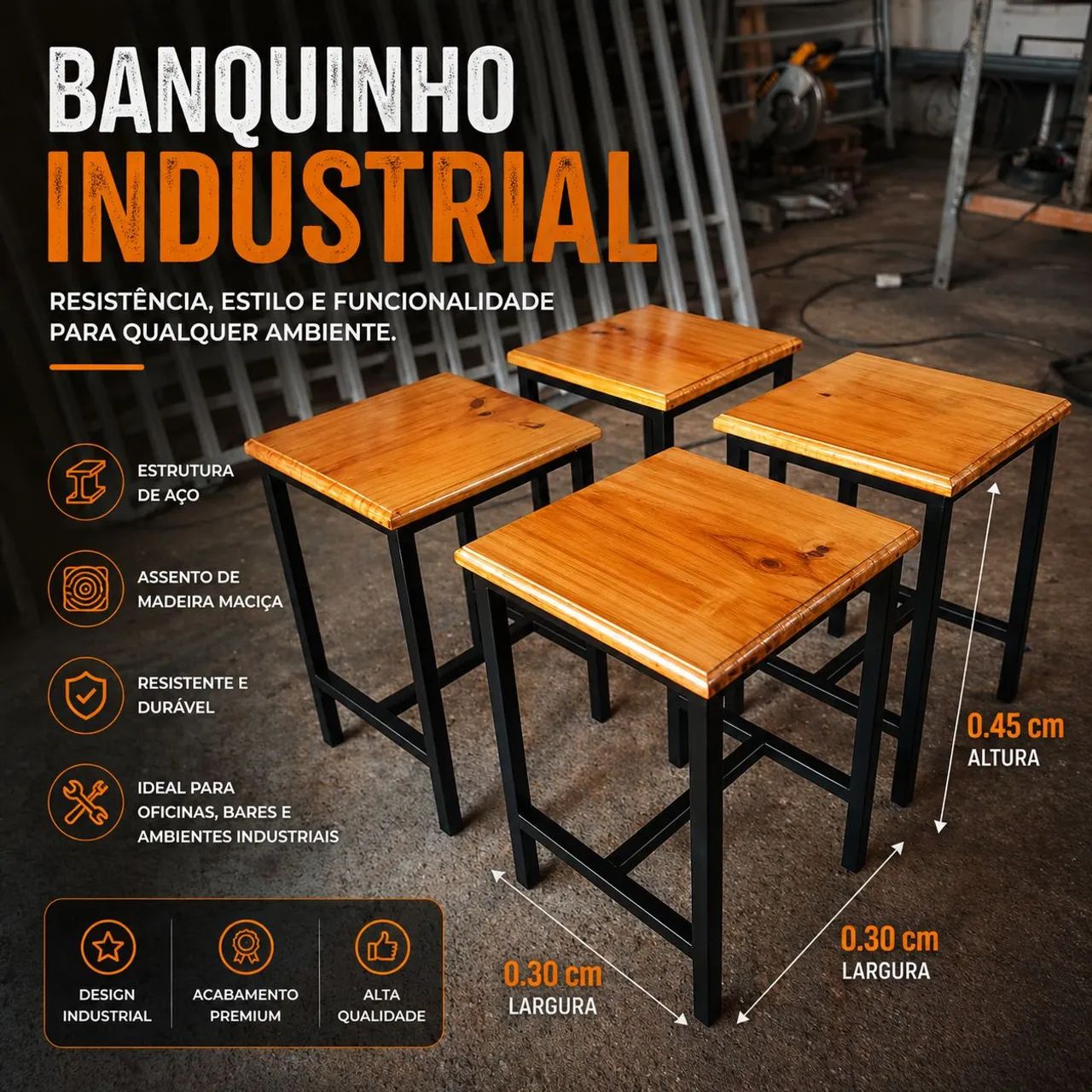 Mesinha industrial com 4 banquinhos - Foto 2