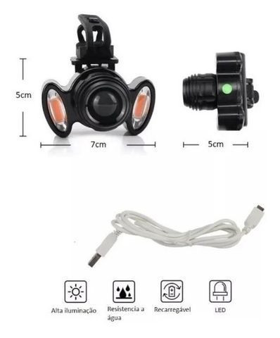 Lanterna Farol Bike Bicicleta 3 Leds T6 Recarregável Usb - Foto 3