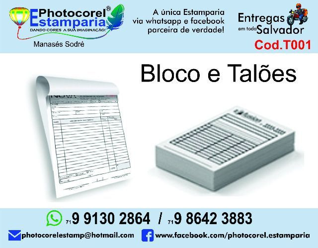 Bloco, talões. cartões