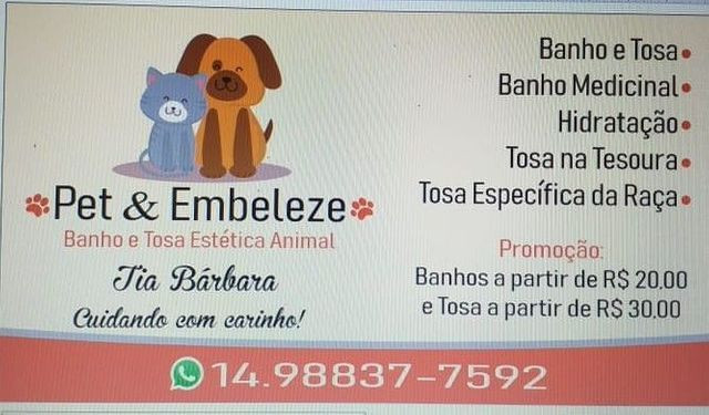 Banho e tosa. Pet & Embeleze. Tia Barbara