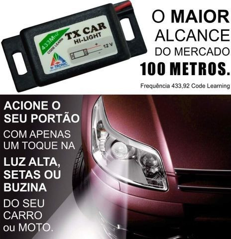 Controle Remoto Para Portão Acionamento Farol Carro Tx Car