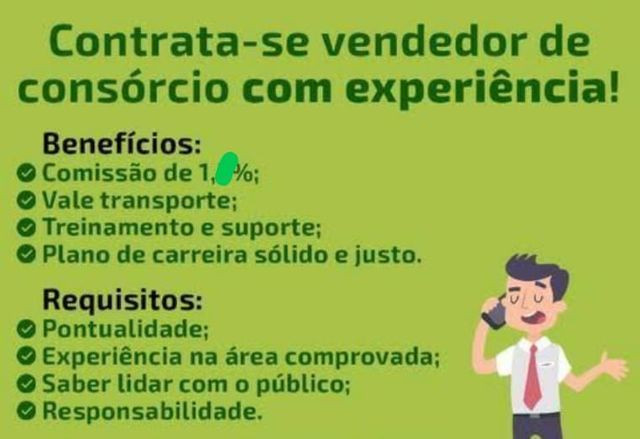 VAGAS PARA VENDEDOR DE CONSÓRCIO