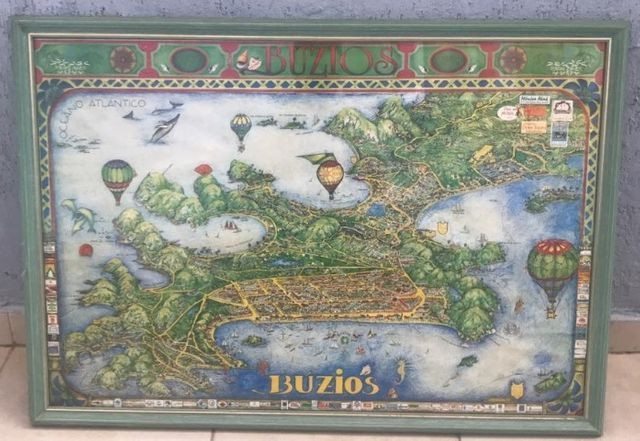 Quadro antigo com o mapa da regiao de buzios