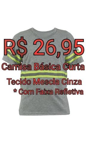 Camisa de Mescla PV Cinza Manga Curta com Faixa Refletiva Tórax e Mangas -  Roupas - São Caetano, Salvador 1219212734