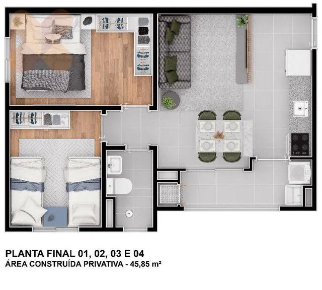 Viena Residencial - Apartamento com 2 quartos à venda no bairro Campina da  Barra em Araucária.