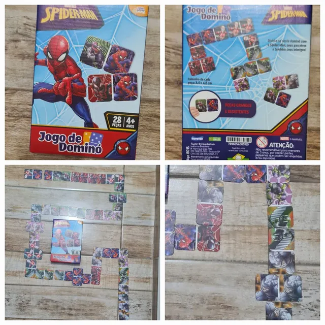 Kit Quebra Cabeça Dominó Jogo Memória Spiderman Homem Aranha