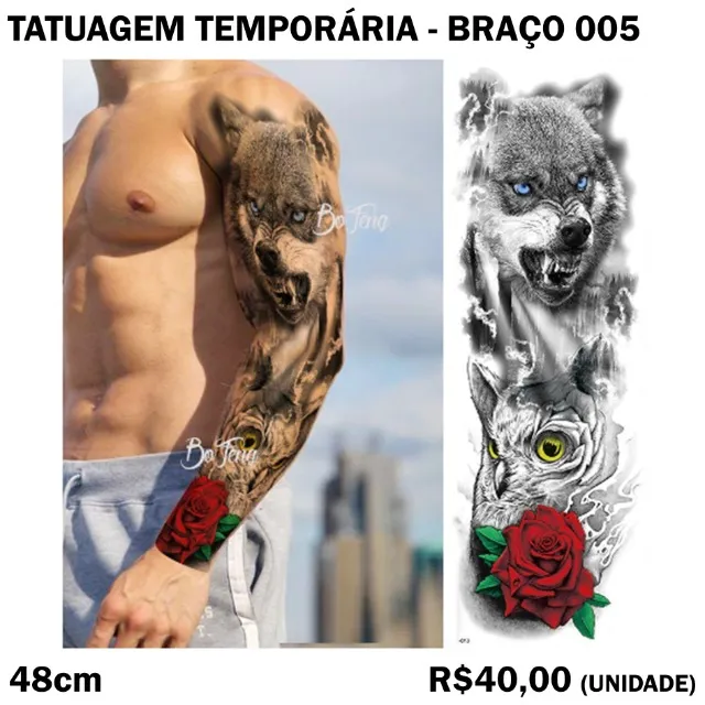 Tatuagem Adesiva Temporária Com Estampa De Chamas, À Prova D'água