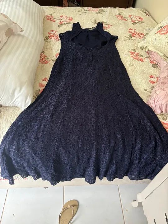Vestido Longo Azul de Renda - Foto 5