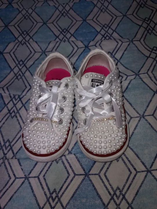 Tênis Converse Bebê - pérolas - branco