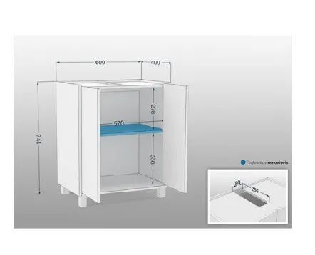 Gabinete para pia de banheiro, branco, montado semi novo 60cmx40cmx74,4cm - Foto 2