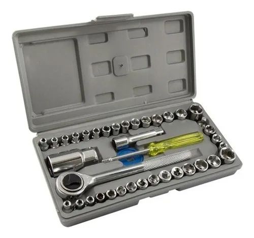Kit Jogo Soquetes Sextavado Catraca Chave Adaptador 40 Peças - Foto 3
